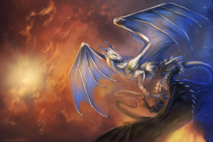 abstract_background byzil cloud detailed_background dragon duo feral scalie star