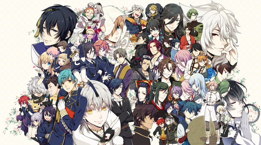 6+boys ^_^ aizen_kunitoshi akashi_kuniyuki akita_toushirou atsushi_toushirou black_gloves black_hair blue_eyes blue_hair boots brown_hair closed_eyes cross-laced_footwear crossed_arms doudanuki_masakuni everyone eyepatch eyes_closed fox fudou_yukimitsu glasses gloves goggles goggles_on_head gokotai gokotai's_tigers gokotai's_tigers gotou_toushirou green_eyes green_hair grin hachisuka_kotetsu hair_over_one_eye hakata_toushirou hat heshikiri_hasebe higekiri_(touken_ranbu) highres hirano_toushirou hizamaru_(touken_ranbu) honebami_toushirou hood horikawa_kunihiro hotarumaru ichigo_hitofuri ima-no-tsurugi ishikirimaru iwatooshi izumi-no-kami_kanesada japanese_clothes jirou_tachi juzumaru_tsunetsugu kamekichi kasen_kanesada kashuu_kiyomitsu kogitsunemaru kousetsu_samonji lace-up_boots legwear_under_shorts maeda_toushirou male_focus midare_toushirou mikazuki_munechika military military_uniform monoyoshi_sadamune multiple_boys mutsu-no-kami_yoshiyuki nagasone_kotetsu nakigitsune nakigitsune's_fox nakigitsune's_fox namazuo_toushirou necktie nihongou_(touken_ranbu) nikkari_aoe one_eye_closed ookurikara open_mouth orange_eyes orange_hair otegine pantyhose pink_hair ponytail print_legwear purple_eyes purple_hair red_eyes red_hair sayo_samonji shinano_toushirou shishiou shishiou_no_mofumofu shokudaikiri_mitsutada shorts smile souza_samonji sumeragi_kohaku tarou_tachi tiger tonbokiri_(touken_ranbu) touken_ranbu tsurumaru_kuninaga turtle uguisumaru uniform urashima_kotetsu white_gloves white_hair white_tiger yagen_toushirou yamabushi_kunihiro yamanbagiri_kunihiro yamato-no-kami_yasusada yellow_eyes