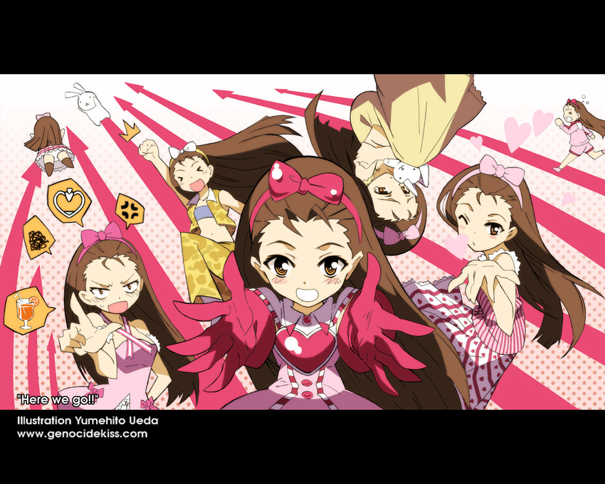 artist_name bow cool_&amp;_sexy_(idolmaster) cosmic_&amp;_funny_(idolmaster) cute_&amp;_girly_(idolmaster) idolmaster idolmaster_(classic) idolmaster_1 minase_iori pink_bow rose_etoile_(idolmaster) snow_strawberry_(idolmaster) ueda_yumehito wallpaper watermark web_address yellow_jangle_(idolmaster)