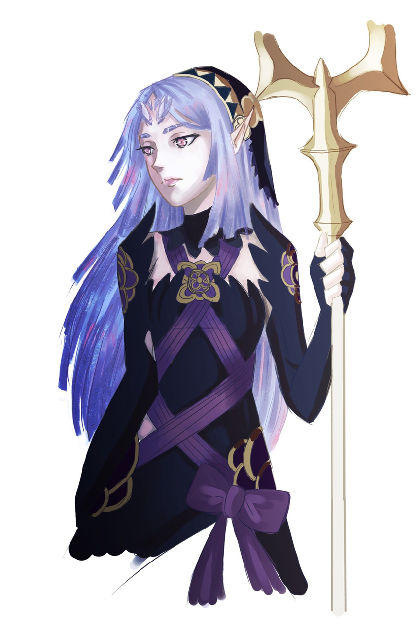 alternate_costume aqua_(fire_emblem_if) artist_request breasts cosplay elma_(xenoblade_x) female fire_emblem fire_emblem_if long_hair nintendo pointy_ears purple_hair spoiler spoilers weapon xenoblade_chronicles_x