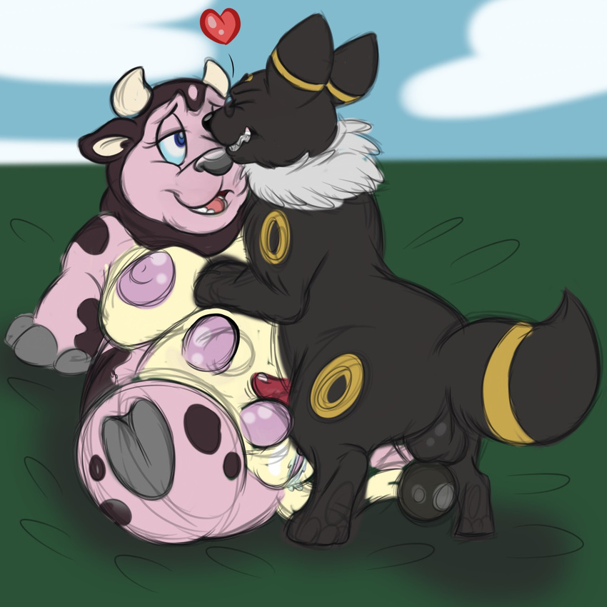 balls bovine breasts cum dezarc eeveelution eyelashes fan_character female feral fur grinding male male/female mammal miltank nintendo nipples penis pok&eacute;mon pussy sex teats titfuck udderjob udders umbreon video_games