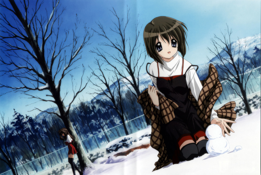 kanon misaka_kaori misaka_shiori snow snowman winter