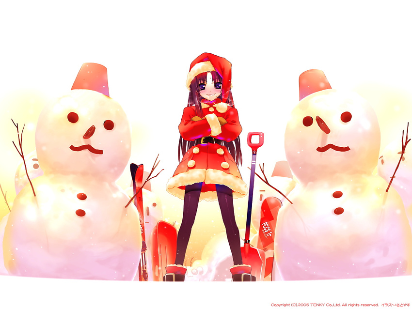 christmas long_sleeves original pantyhose santa_costume satoyasu snowman solo wallpaper