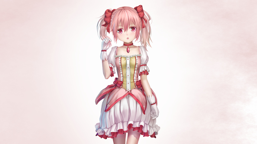 aki99 dress kaname_madoka mahou_shoujo_madoka_magica photoshop pink_hair red_eyes twintails