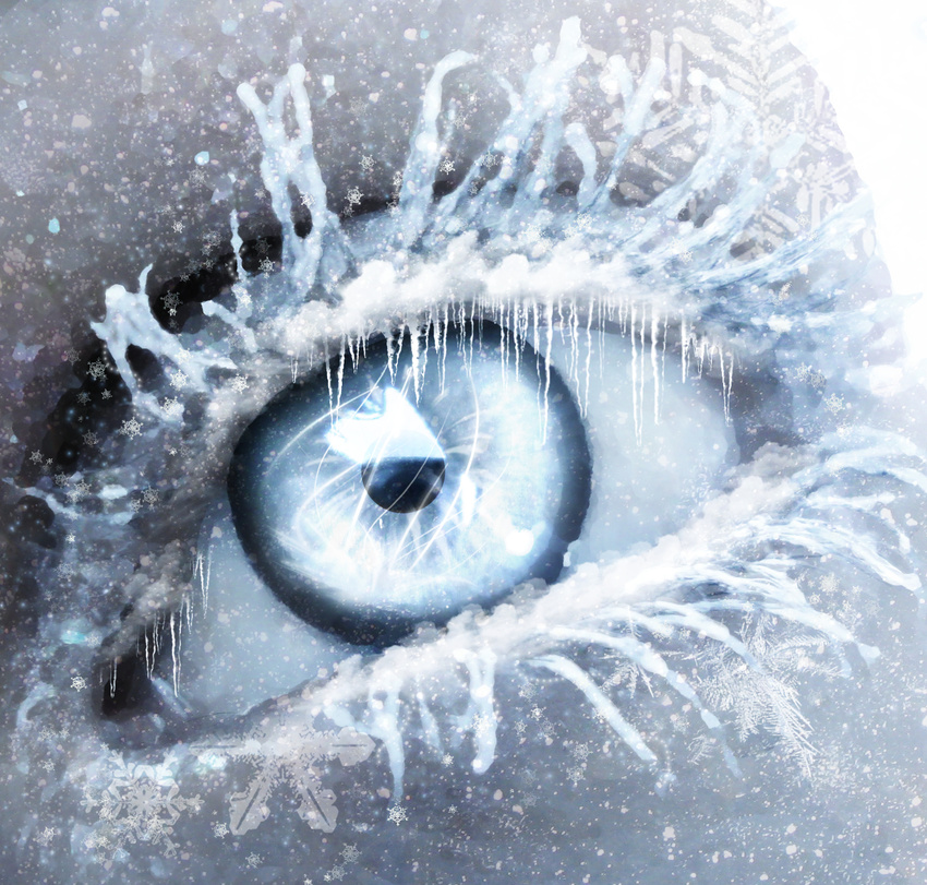 eyes frost highres ice_crystal okamiyume original snowflakes solo winter