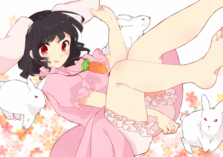 animal_ears black_hair bloomers blush bunny bunny_ears extra_ears floppy_ears inaba_tewi open_mouth red_eyes tamagogayu1998 touhou underwear