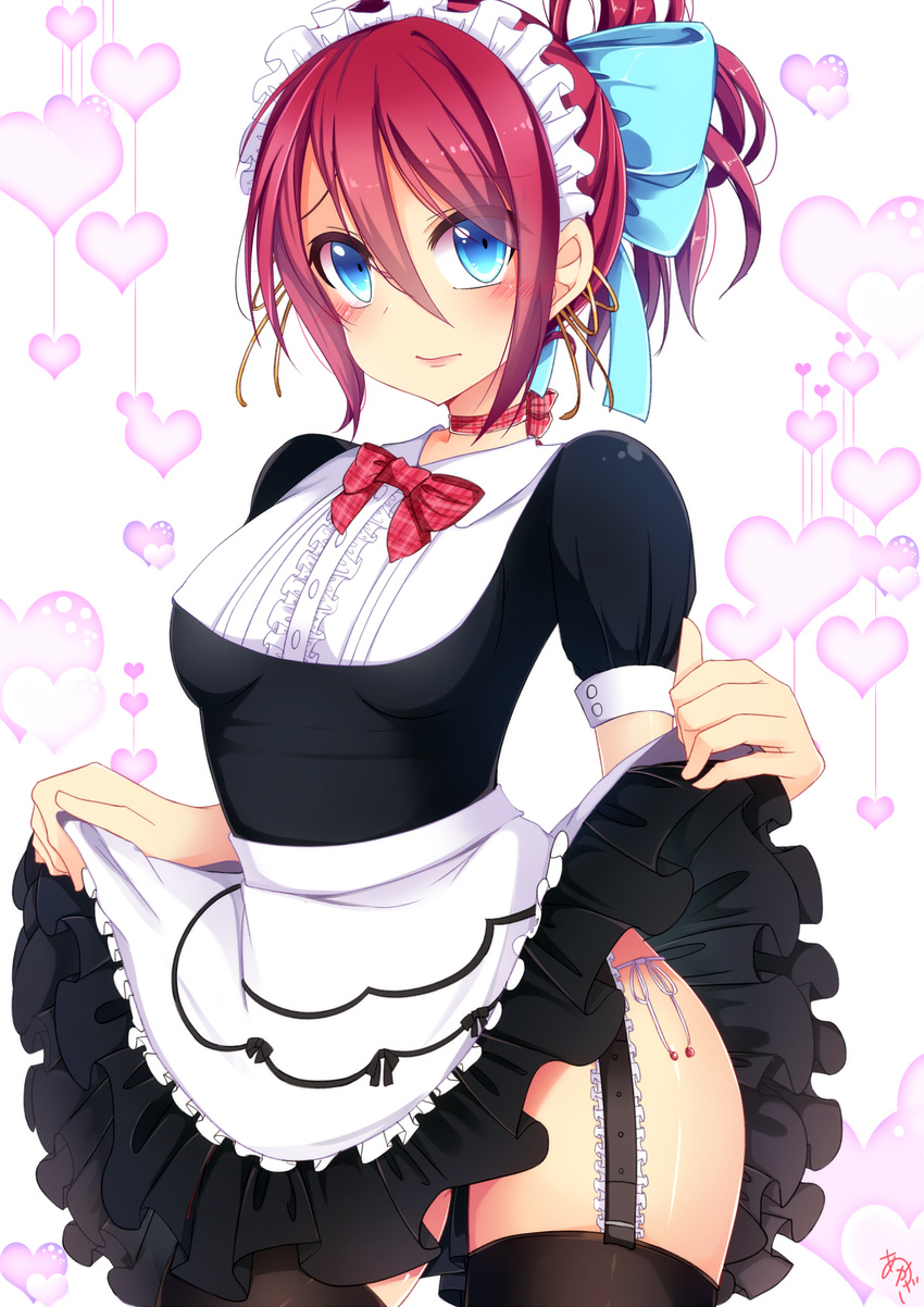 maid pantsu phantasy_star_online_2 skirt_lift stockings string_panties thighhighs tsukiko yasaka_hitsugi