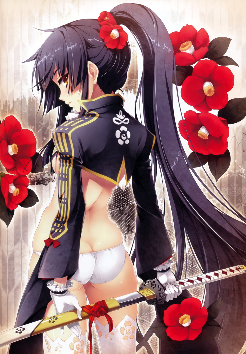 ass baseson katagiri_hinata no_bra oda_saburo_kuon_nobunaga overfiltered pantsu possible_duplicate sengoku_koihime string_panties sword tagme thighhighs