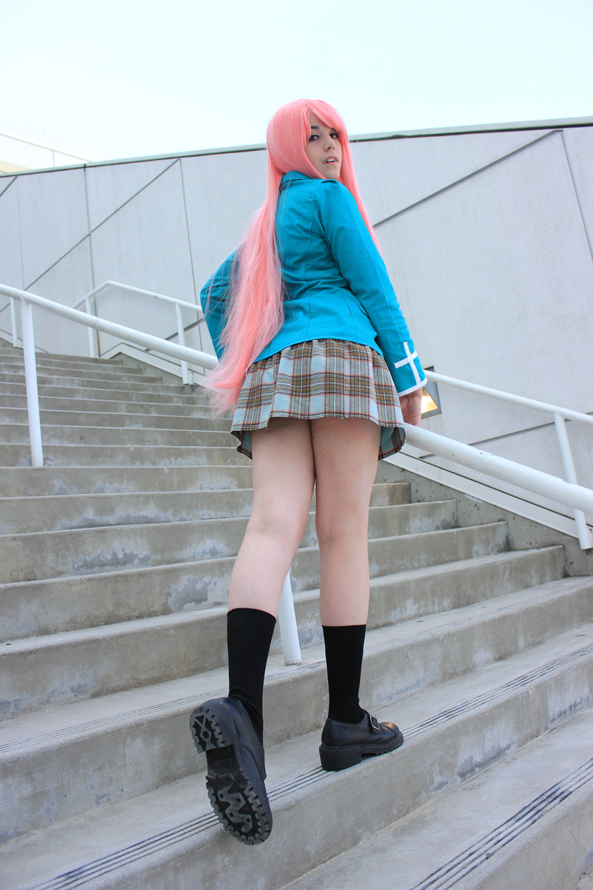 akashiya_moka akashiya_moka_(cosplay) cosplay legs photo pink_hair rosario+vampire school_uniform solo thighs
