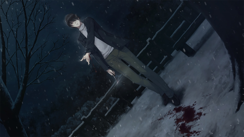 all_male blood innocent_grey kara_no_shoujo_2 knife male masaki_tomoyuki snow sugina_miki