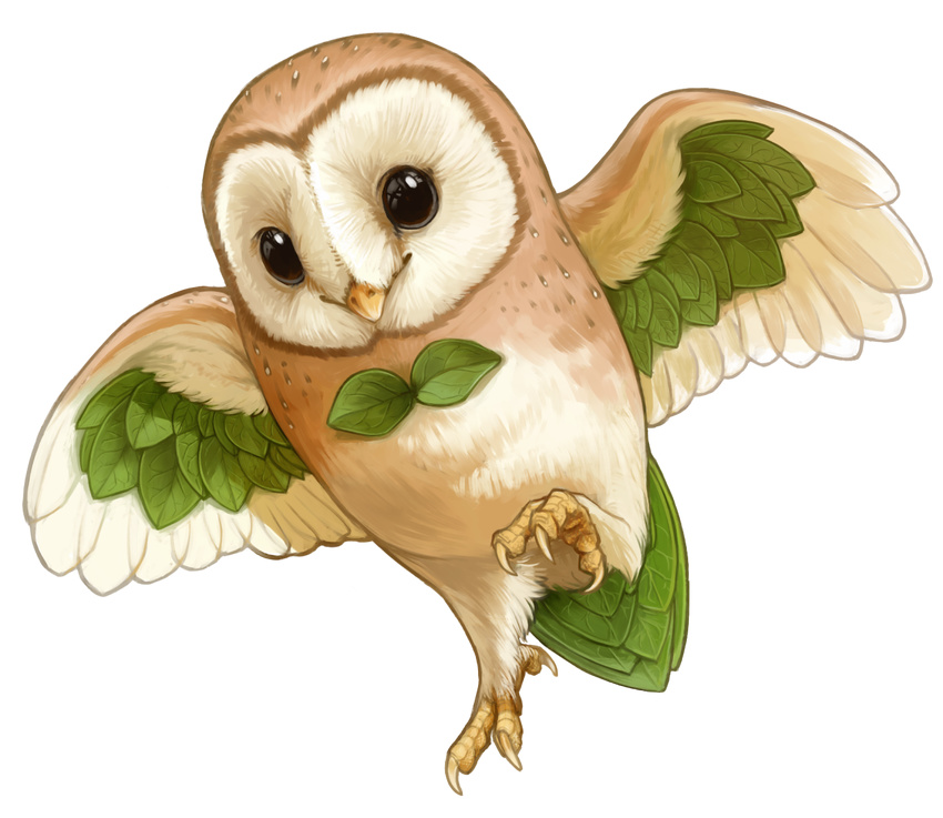 beak bird black_eyes leaf looking_at_viewer mewitti no_humans owl pokemon pokemon_(creature) pokemon_(game) pokemon_sm rowlet simple_background talons white_background