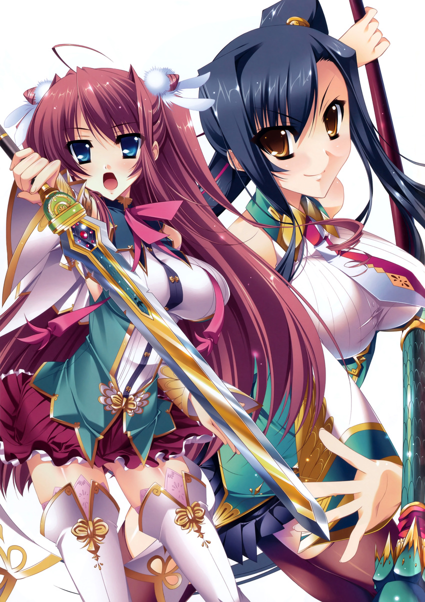 kanu koihime_musou ryuubi shin_koihime_musou sword tagme thighhighs weapon