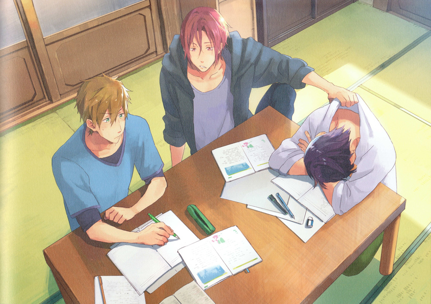 3boys free! male_focus matsuoka_rin multiple_boys nanase_haruka_(free!) tachibana_makoto zukki_(suzukio)