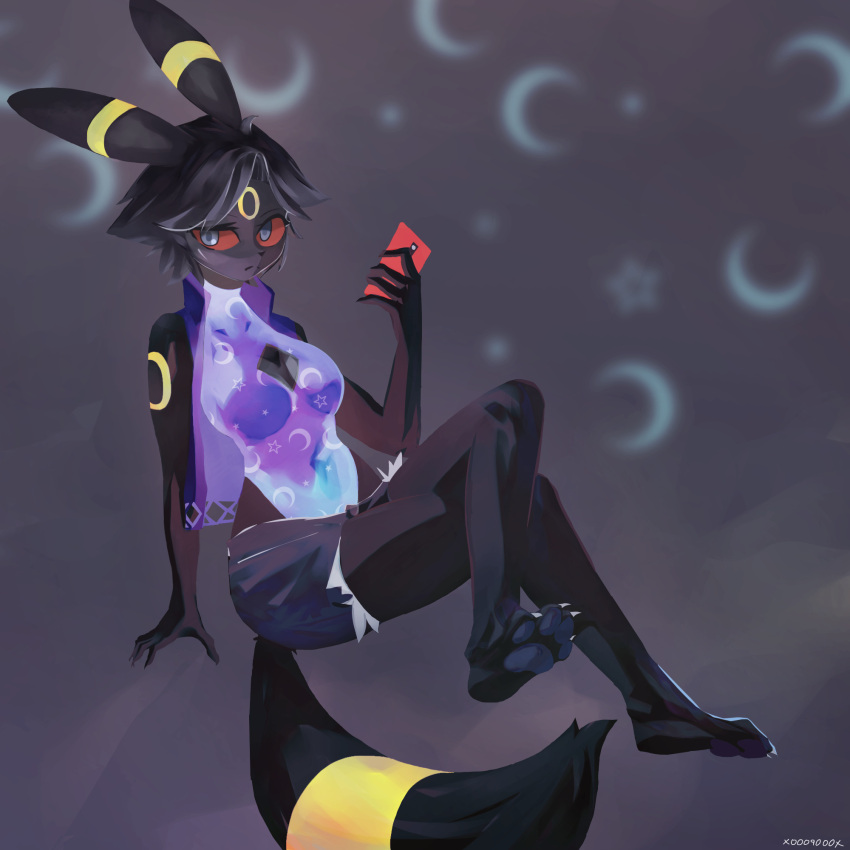 anthro big_breasts bottomwear breasts clothing eeveelution female hi_res hotpants nintendo pawpads paws pok&eacute;mon pok&eacute;mon_(species) shorts tight_clothing topwear umbreon vest video_games x0009000x