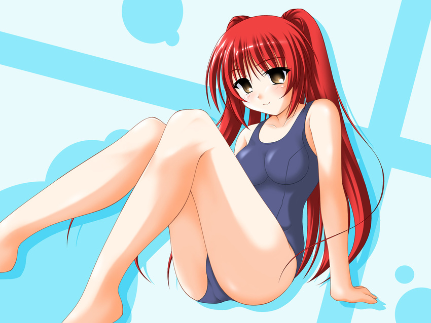 barefoot highres kakesu kousaka_tamaki one-piece_swimsuit red_hair school_swimsuit solo swimsuit to_heart_2