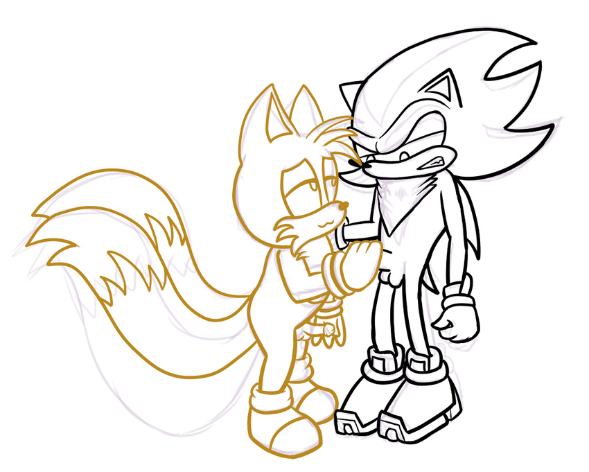 2016 anthro balls canine fox handjob hedgehog male male/male mammal miles_prower nude penis shadow_the_hedgehog smile sonic_(series) tooneylewd