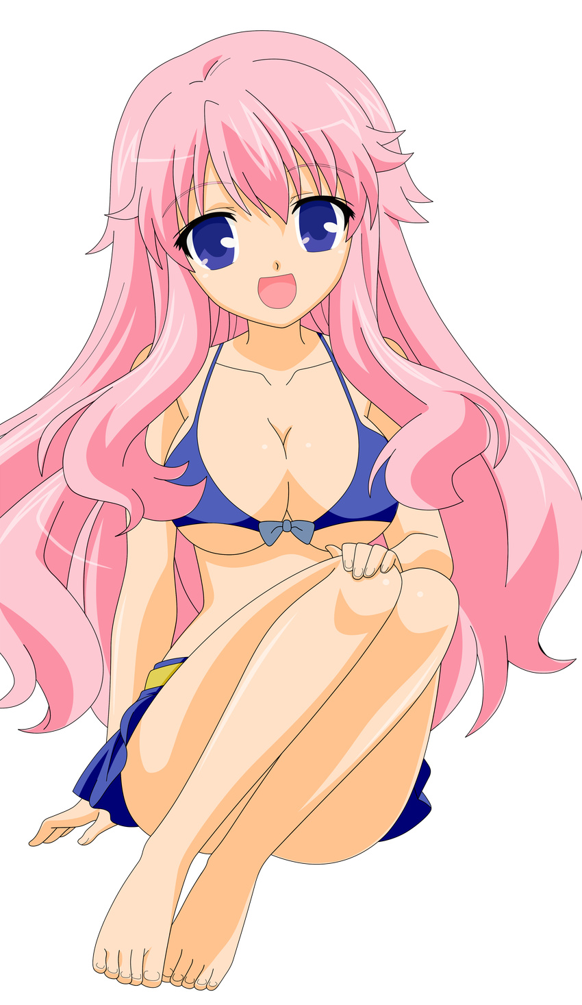 1girl absurdres artist_request baka_to_test_to_shoukanjuu bare_midriff bikini blue_eyes breasts busty cleavage erect_nipples feet female hair_ornament hairclip highres himeji_mizuki hips legs long_hair looking_at_viewer mound_of_venus navel open_mouth photoshop pink_hair pussy solo standing swimsuit swimsuits thighs tongue transparent_background transparent_png underboob vector_trace