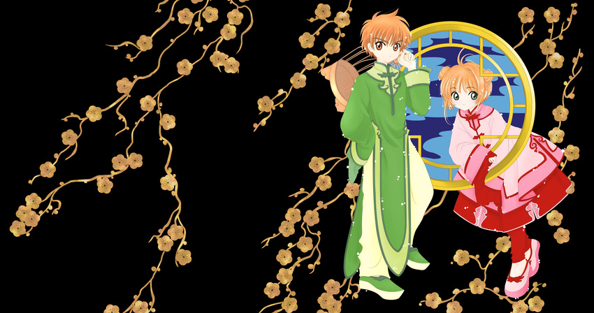 black card_captor_sakura clamp japanese_clothes kinomoto_sakura li_syaoran