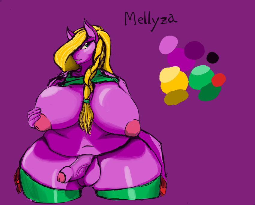 balls big_breasts breasts clothing dickgirl equine general: horse intersex invalid_color legwear mammal melliza overweight penis slightly_chubby species: stockings toxicgreenqueen