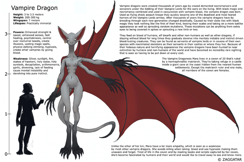 3_arms big_ears bracelet breasts claws description digitigrade dragon ear_piercing facial_scar fangs grey_skin human jewelry mammal mara_(zaggatar) model_sheet multi_arm multi_breast multi_limb nipples nude piercing pussy red_wings scalie scar stats vampire vampire_dragon wings zaggatar