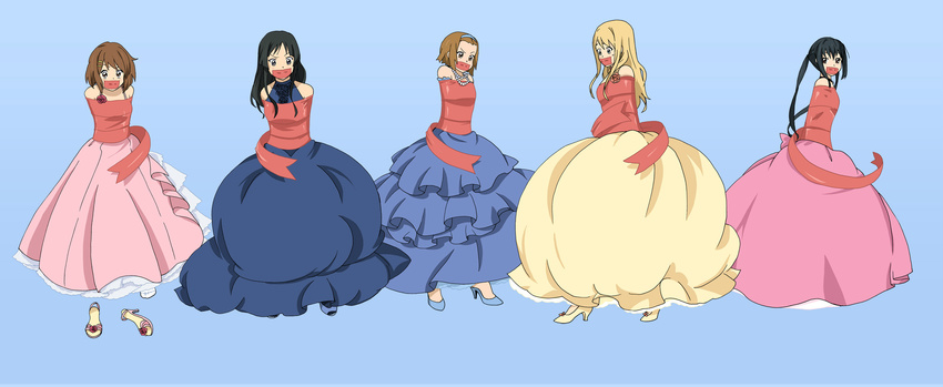 The Big ImageBoard (TBIB) - akiyama mio bondage dress female gag gown high  heels hirasawa yui k-on! kotobuki tsumugi long dress long hair multiple  girls nakano azusa ribbon ribbon bondage short hair