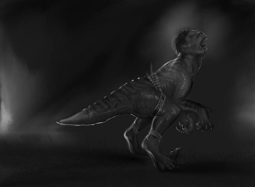 claws digitigrade dinosaur gryf kulbara legband male raptor theropod thick_tail transformation wereraptor