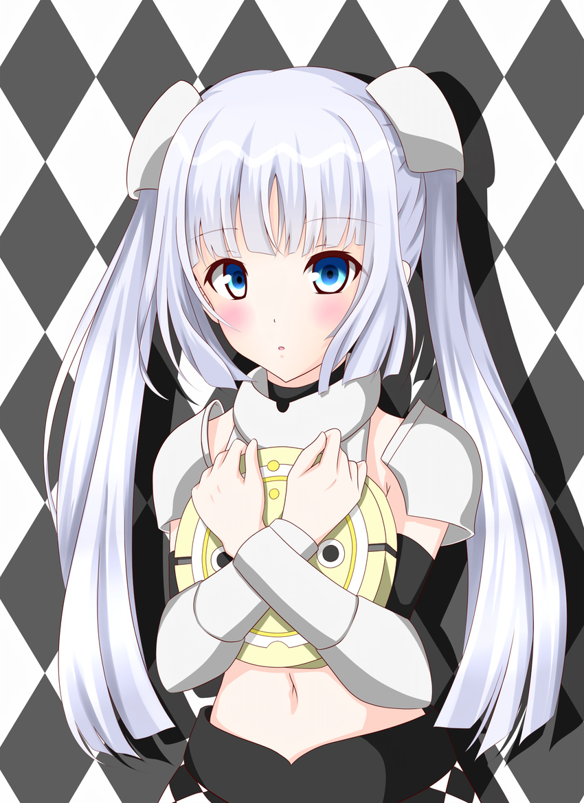 android bad_id bad_pixiv_id blue_eyes highres long_hair miss_monochrome miss_monochrome_(character) naginagiwaffle silver_hair solo twintails