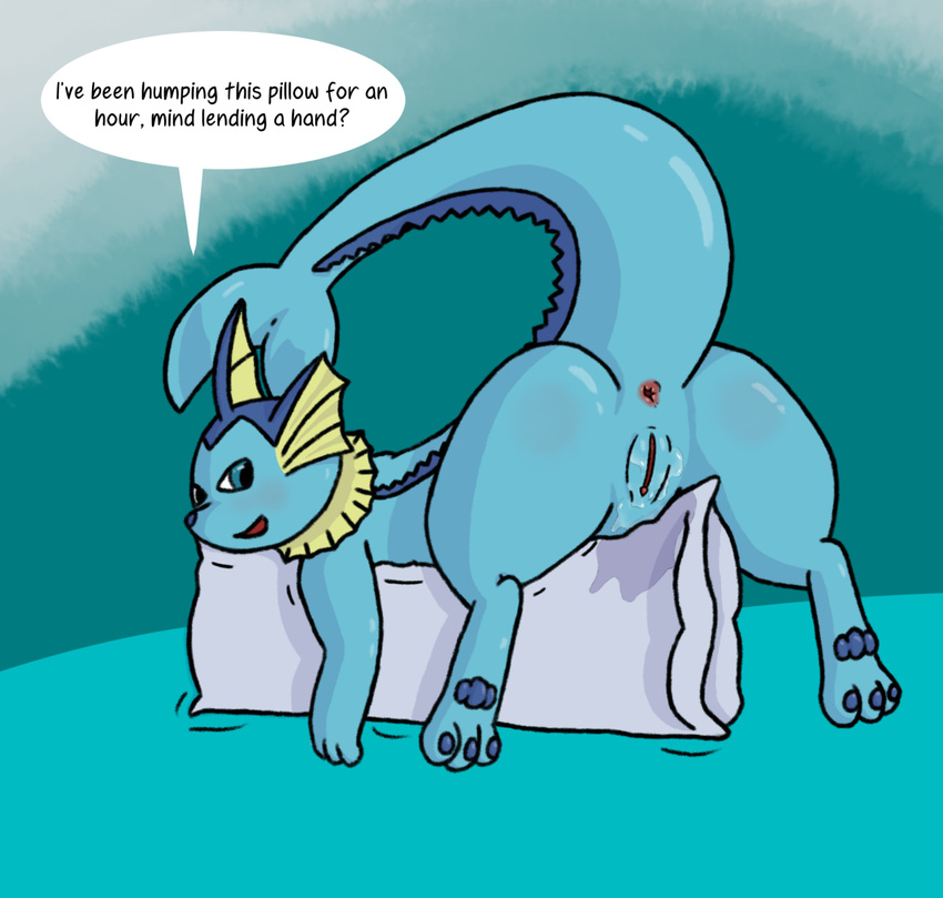 anus coffeefly eeveelution female feral hi_res looking_back nintendo pillow pok&eacute;mon pussy pussy_juice solo vaporeon video_games wet