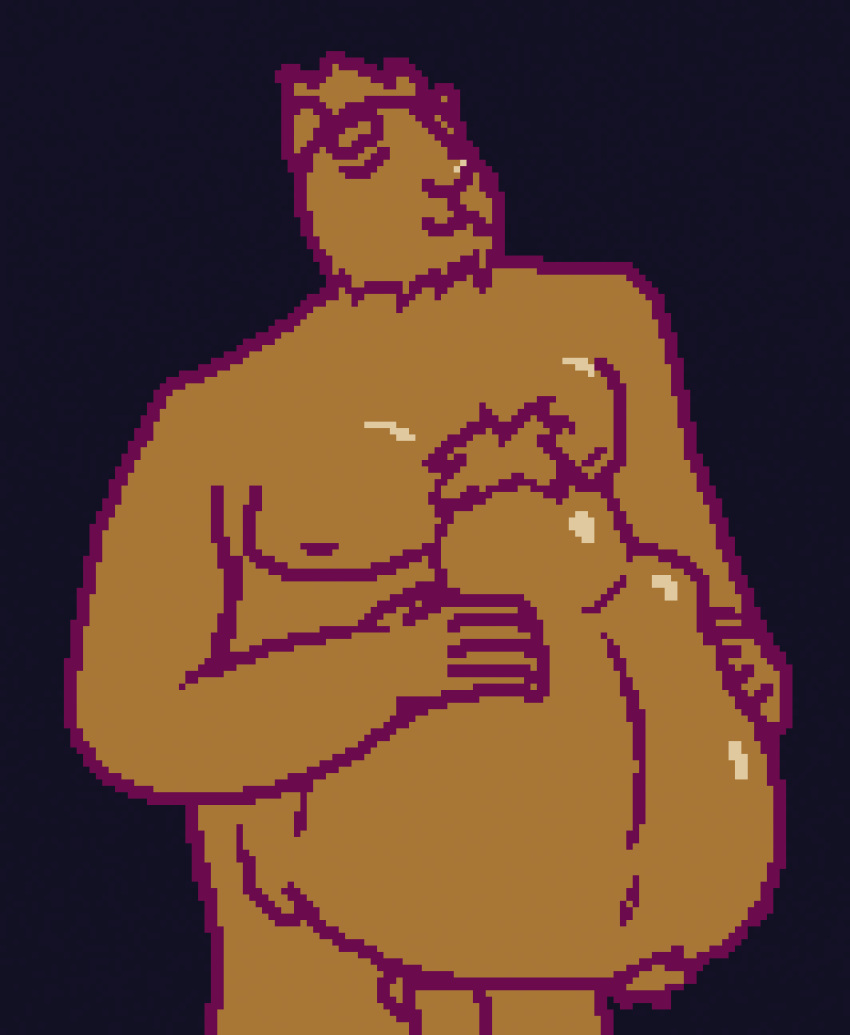 abdominal_bulge animated anthro anthro_pred balls belly big_belly bodily_fluids bodily_noises brown_body burping capybara caviid digestion digital_media_(artwork) fatal_vore fully_inside fur genitals hair hi_res male male_pred mammal navel night nipples nude open_mouth oral_vore overweight overweight_male pecs penis pixel_(artwork) pixel_animation rodent rumbling_stomach same_size_vore saranhe short_hair simple_background size_difference smile solo sound_effects tongue vitya vore