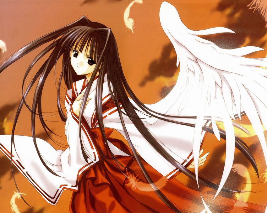 angel_dust japanese_clothes miko nanase_aoi wings