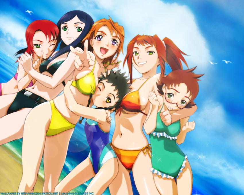 glasses kikukawa_yukino kuga_natsuki mai-hime minagi_mikoto sugiura_midori swimsuit tokiha_mai yuuki_nao