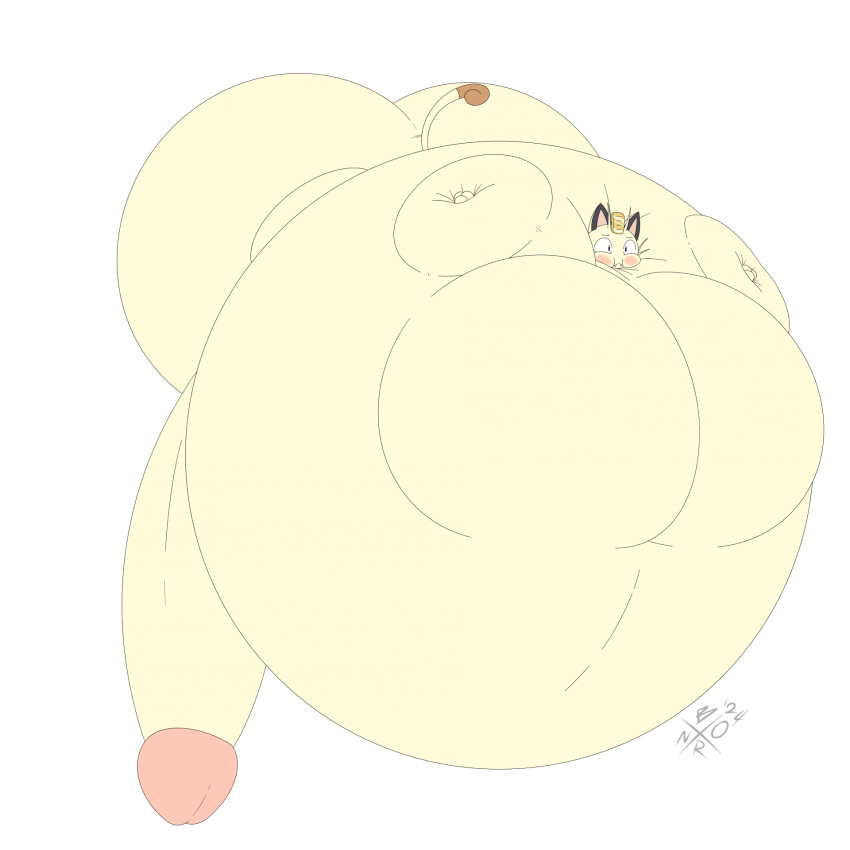2024 alpha_channel anthro balls balls_expansion belly belly_expansion belly_inflation big_balls big_belly big_cheeks big_penis black_ears black_eyes blush body_inflation bornconfused brown_tail_tip colored digital_media_(artwork) dipstick_tail expansion felid feline flat_colors generation_1_pokemon genital_expansion genitals glans hi_res huge_balls huge_belly huge_penis hyper hyper_balls hyper_belly hyper_genitalia hyper_moobs hyper_penis immobile inflation inflation_fetish male mammal markings meowth moob_expansion moobs nintendo penis penis_expansion pink_glans pink_inner_ear pokemon pokemon_(species) round_body sharp_teeth signature simple_background spherical_inflation tail tail_markings tan_balls tan_body tan_ears tan_penis tan_tail tan_whiskers teeth transparent_background whiskers