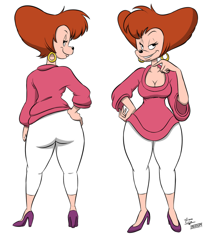 2015 anthro big_breasts big_butt breasts butt canine cleavage clothed clothing disney female goof_troop hi_res looking_at_viewer mammal mature_female mother parent peg_pete smile solo thaman