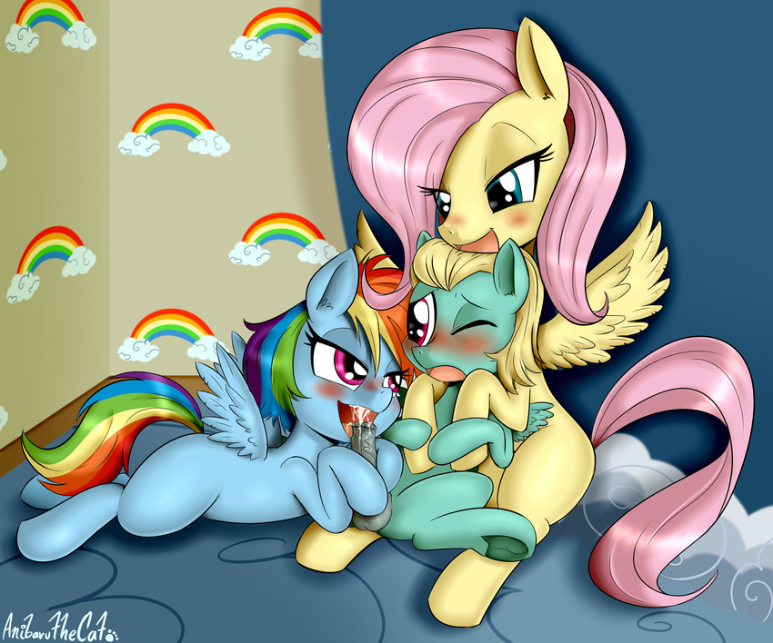 2016 anibaruthecat equine female feral fluttershy_(mlp) friendship_is_magic hair male mammal multicolored_hair my_little_pony pegasus pink_hair rainbow_dash_(mlp) rainbow_hair wings