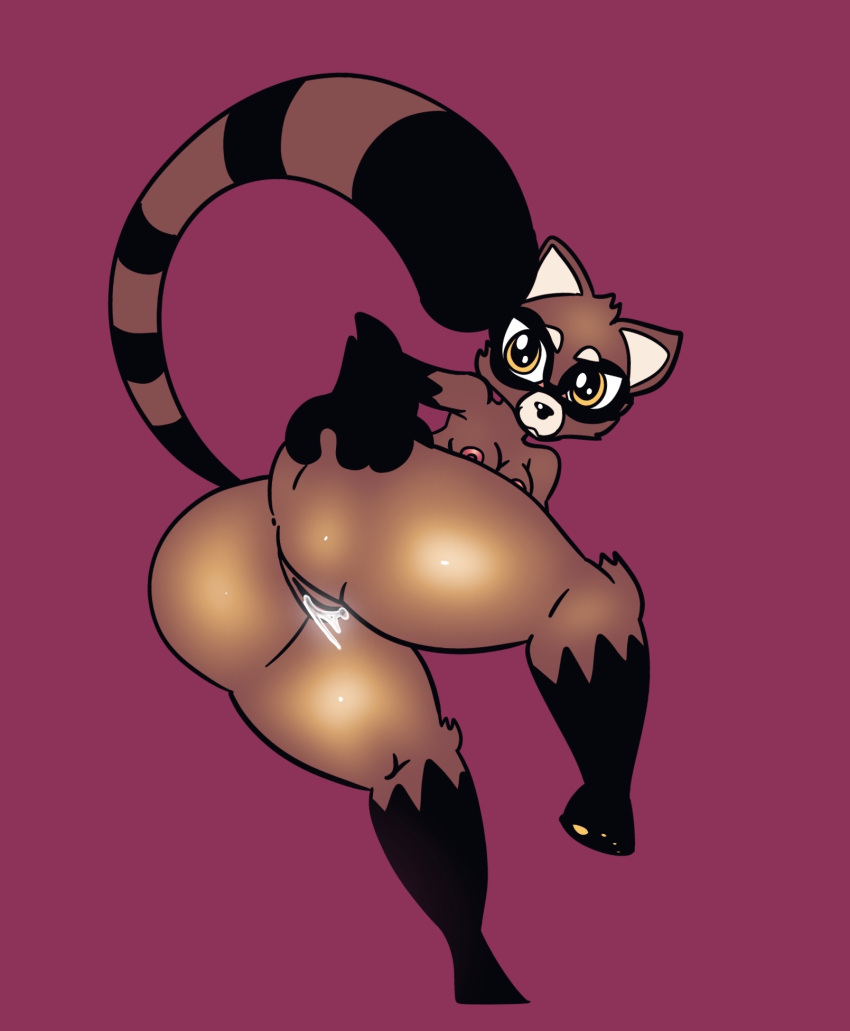 anthro bagungie breasts canid canine dripping_pussy female glistening glistening_body hi_res mammal raccoon_dog small_breasts solo tanuki