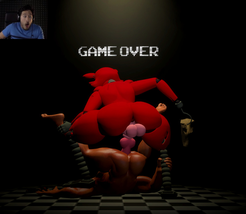 3d_(artwork) alex_the_human_(armada) anal anal_penetration animal_genitalia animal_penis animatronic anthro armada_(artist) balls big_balls big_butt butt canid canine canine_genitalia canine_penis digital_media_(artwork) dim_lighting duo five_nights_at_freddy's forced fox foxy_(fnaf) game_over gameplay_mechanics garry's_mod genitals holding_ankle holding_leg hook human humanoid machine male male/male mammal markiplier meme penetration penile penile_penetration penis pinned questionable_consent rape red_body robot scottgames