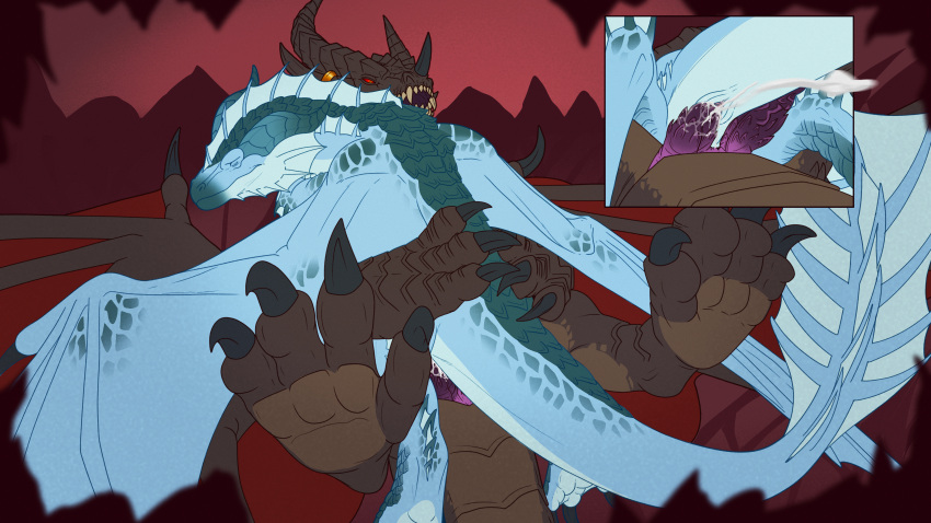 2_penises 4_fingers absurd_res animal_genitalia animal_penis anus arm_frill armor big_penis black_body black_claws black_dragon black_horn black_nose_horn black_scales blizzard_entertainment blue_body blue_countershading blue_frill blue_horn blue_membrane blue_scales bodily_fluids brown_body brown_claws brown_horn brown_nose_horn brown_scales claws cloaca cloaca_juice cloaca_juice_drip cloaca_juice_on_own_cloaca cloaca_juice_on_penis cloacal cloacal_penetration cloacal_penis close-up close_up_panel countershade_crotch countershade_face countershade_feet countershade_hands countershade_jaw countershade_legs countershade_neck countershade_paws countershade_tail countershading cum cum_drip cum_in_cloaca cum_inside cum_on_penis dahurgthedragon dominant dominant_male dorsal_frill dragon dripping duo ear_frill ejaculation european_mythology facial_horn feet female female_on_top female_penetrated feral feral_on_feral feral_penetrated feral_penetrating feral_penetrating_feral fin fin_frill fingers flake_(dahurgthedragon) frill_(anatomy) genital_fluids genitals glowing glowing_eyes gold_(metal) gold_jewelry gold_ring head_crest head_frill hemipenes hi_res holding_partner horn horn_jewelry horn_ring hug huge_filesize hugging_during_sex jewelry leg_frill legs_up looking_at_another looking_at_partner lying male male/female male_on_bottom male_penetrating male_penetrating_female membrane_(anatomy) membranous_frill membranous_wings messy mouth_closed multi_genitalia multi_penis mythological_creature mythological_scalie mythology narrowed_eyes neck_frill nose_horn on_back on_bottom on_ground on_top open_mouth pawpads paws penetration penile penile_spines penis perspective pink_cloaca plated_scales plating pupils purple_cloaca purple_mouth purple_penis purple_tongue red_eyes red_membrane red_wings ring ring_(jewelry) scaled_dragon scales scalie scutes segmented_horn seminal_groove sex sharp_horn sharp_teeth simple_background smile spikes spikes_(anatomy) spread_legs spreading submissive submissive_female sulcus tail tail_frill talons tan_body tan_countershading teeth thick_thighs thigh_spikes toes tongue ventral_frill warcraft western_dragon wet wings wrathion_the_black_prince_(warcraft)