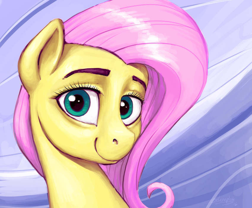 2016 equine eyelashes female feral fluttershy_(mlp) friendship_is_magic hair hi_res horse long_hair looking_at_viewer mammal my_little_pony pink_hair pony selenophile smile solo teal_eyes