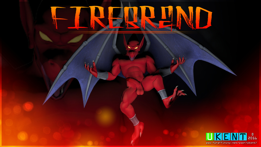 3d_(artwork) demon demon's_crest digital_media_(artwork) firebrand gargoyle ghosts_'n_goblins male penis red_arremer solo ukent wings