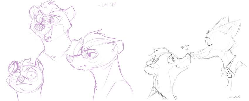 anthro boop canine clothed clothing disney duo expressions eyes_closed female fox hi_res honey_(zootopia) honey_badger love male mammal model_sheet monochrome multiple_scenes mustelid nick_wilde nose_boop portrait romantic_couple sharp_teeth smile teeth unknown_artist zootopia