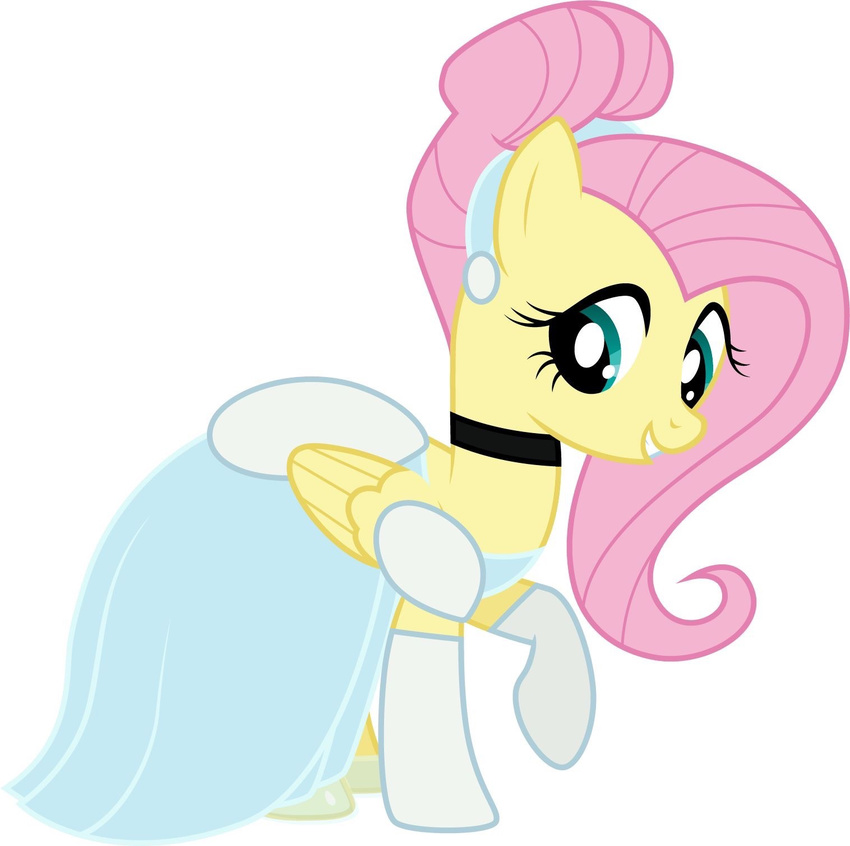 cinderella clothed clothing disney dress equine feathered_wings feathers female feral fluttershy_(mlp) friendship_is_magic fur hair horse long_hair mammal my_little_pony pegasus pink_hair pony solo wings