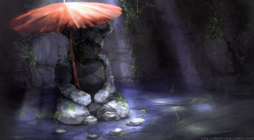 animated cave jazzycat raining sculpture statue stone umbrella undertale video_games
