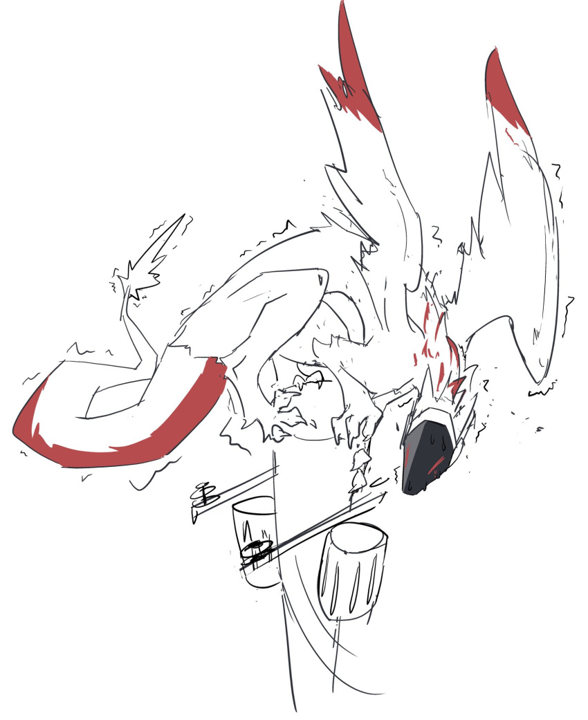 all_fours ambiguous_gender bodily_fluids claws dragon feral fur furred_dragon furred_scalie furred_wings gagaga_ram hi_res hunched_over markings mythological_creature mythological_scalie mythology pawpads paws raised_wings red_markings robotic scalie scared screen screen_eyes screen_face shaking solo spread_wings sweat sweatdrop tail tail_tuft tapering_tail trembling tuft utility_pole white_body white_fur wings