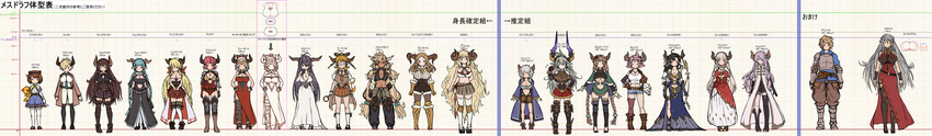 6+girls absurdres alicia_(granblue_fantasy) aliza_(granblue_fantasy) almeida_(granblue_fantasy) anila_(granblue_fantasy) armor armored_boots augusta_(granblue_fantasy) bangs black_gloves black_legwear blonde_hair blue_hair blue_neckwear blunt_bangs boots breasts brown_hair bust_chart camieux carmelina_(granblue_fantasy) chart cleavage cleavage_cutout commentary_request daetta_(granblue_fantasy) danua dark_skin draph fingerless_gloves forte_(shingeki_no_bahamut) full_body glasses gloves gran_(granblue_fantasy) granblue_fantasy grey_hair grid hair_over_one_eye hallessena height_chart height_difference highres karva_(granblue_fantasy) knee_boots laguna_(granblue_fantasy) lamretta long_hair long_image magisa_(granblue_fantasy) magnifying_glass md5_mismatch mikasayaki multiple_girls narmaya_(granblue_fantasy) necktie no_mouth pink_hair plaid plaid_skirt red_hair sarya_(granblue_fantasy) shingeki_no_bahamut skirt stuffed_toy sturm_(granblue_fantasy) thalatha_(granblue_fantasy) thighhighs trait_connection translation_request underboob very_long_hair white_gloves white_legwear wide_image yaia_(granblue_fantasy) |_|