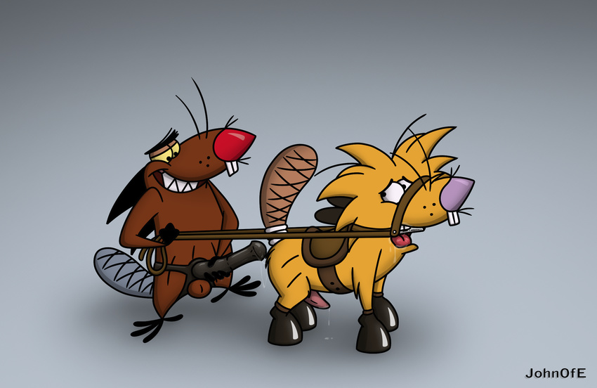 angry_beavers balls beaver bit_gag brothers daggett dildo duo equine_dildo gag gradient_background hi_res johnofe male male/male mammal norbert penis petplay ponyplay precum rodent roleplay sex_toy sibling simple_background