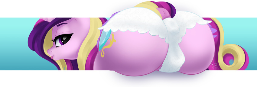 2016 absurd_res butt clothing dock equine female feral friendship_is_magic hair half-closed_eyes hi_res horn kinkypinkie looking_at_viewer mammal multicolored_hair my_little_pony panties princess_cadance_(mlp) purple_eyes solo underwear unicorn
