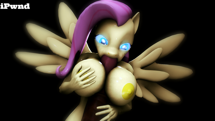 3d_(artwork) animal_genitalia animal_penis anthro anthrofied areola big_breasts big_penis breast_grab breast_squeeze breasts digital_media_(artwork) duo equine equine_penis eye_glow fellatio female first_person_view fluttershy_(mlp) friendship_is_magic hair hand_on_breast horse ipwnd long_hair male male/female mammal mouth_full my_little_pony nipples oral pegasus penis pink_hair pony sex source_filmmaker titfuck wings