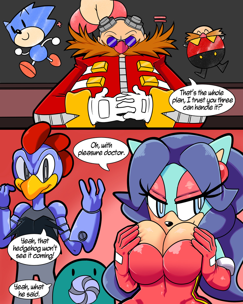 big_breasts breasts breezie_the_hedgehog cloudz comic dr._eggman dreamcastzx1 female grounder hedgehog human machine mammal robot scratch sonic_(series) video_games