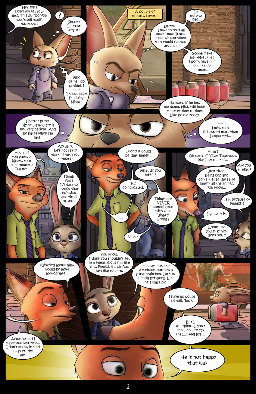 anthro canine clothed clothing comic detailed_background digital_media_(artwork) disney ears_down female fennec finnick fox hi_res judy_hopps lagomorph larger_male long_ears male mammal necktie nick_wilde police_uniform size_difference supersmurgger_(artist) uniform zootopia