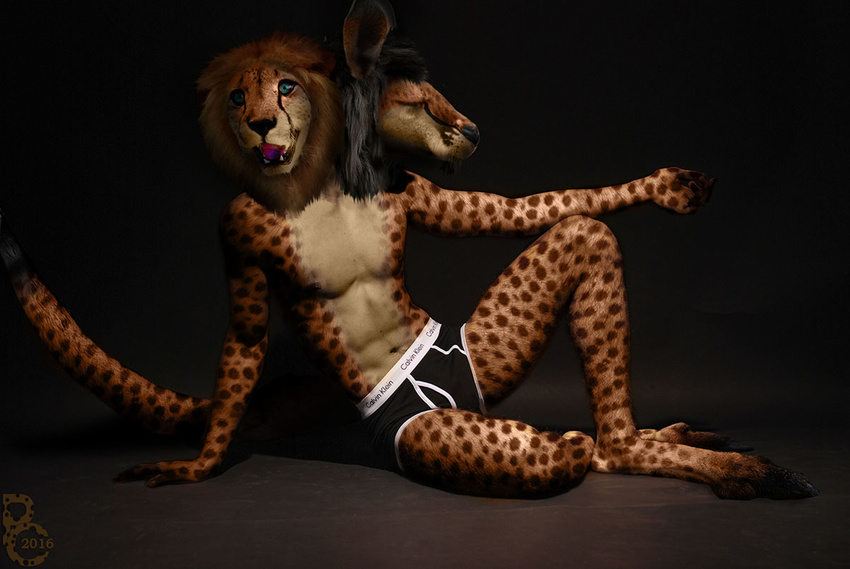cheetah cheetahroo clothing conjoined feline hybrid kangaroo kellos kzmaster male mammal marsupial merging multi_head pythos_cheetah underwear